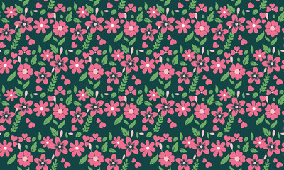 Fototapeta na wymiar Beautiful flower pattern background for spring, with leaf and floral decor.