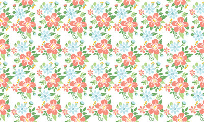 Beautiful flower pattern background for spring, with leaf and floral decor.