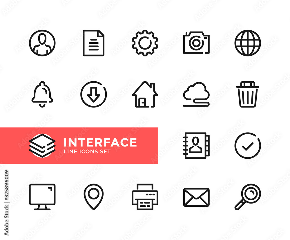 Poster interface vector line icons. simple set of outline symbols, graphic design elements. pixel perfect