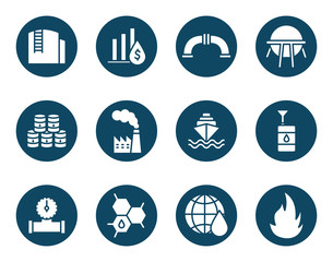 Isolated oil industry block and flat style icon set vector design