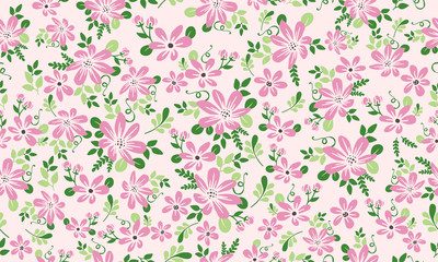 Seamless floral pattern background for spring, with modern leaf and floral concept.