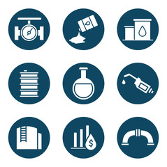 Isolated oil industry block and flat style icon set vector design