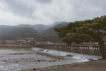 Togetsukyo Bridge, in Arashiyama, Kyoto, Japan. 