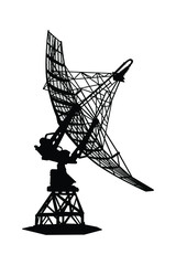 Military radar silhouette vector, technology