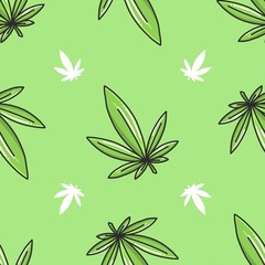 seamless pattern cannabis leaf vector template