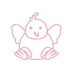 Happy easter chick line style icon vector design