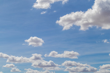 Blue sky and clouds on a clear day and good weather in the morning, fluffy and soft white clouds