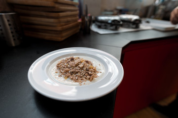 homemade muesli on white dish