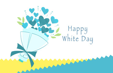 ホワイトデー 花束 水色ハート