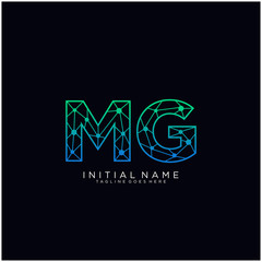 Letter MG abstract line art logo template.