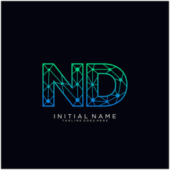 Letter ND abstract line art logo template.