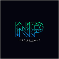 Letter NP abstract line art logo template. © Catharsis
