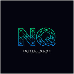 Letter NQ abstract line art logo template.