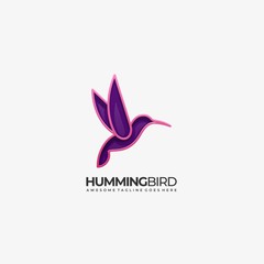 Vector Logo Illustration Humming Bird Line Art Style