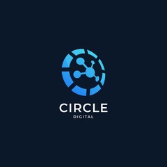 Fototapeta premium Vector Logo Illustration Circle Digital Gradient Colorful Style