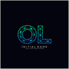 Letter OL abstract line art logo template.