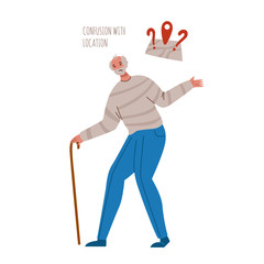 Fototapeta premium old people with dementia signs and symptoms, confused aged senior men with mental problems, Alzheimers or Parkinsons disease, confusion with location - vector isolated person on white