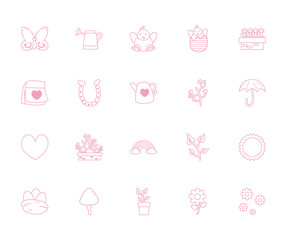 Happy easter line style icon set vector design
