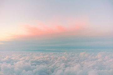 aerial sunset over clouds 