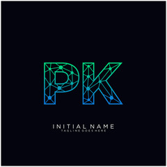 Letter PK abstract line art logo template. - obrazy, fototapety, plakaty