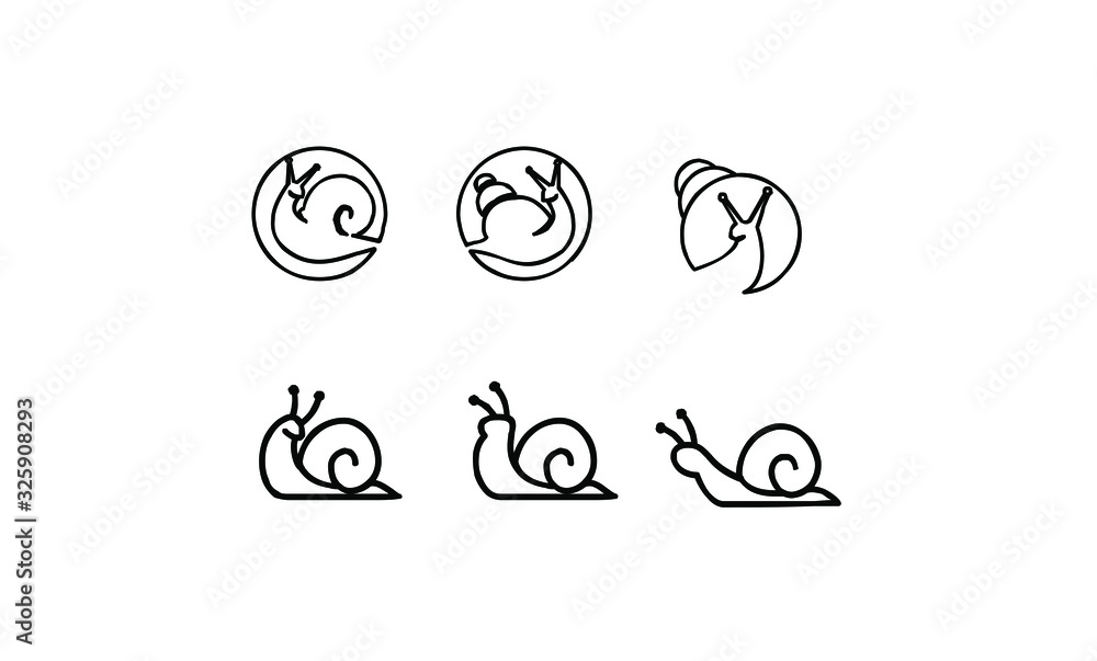 Wall mural collection of snail silhouette  logo icon designs vector