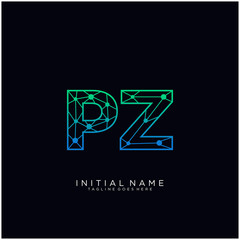 Letter PZ abstract line art logo template.
