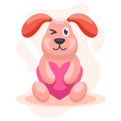 CUTE DOG WITH LOVE PILLOW CARTOON VECTOR