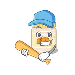 Smiley Funny almond butter a mascot design with baseball