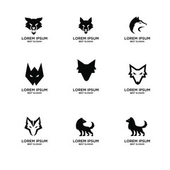 set of collection wolf head animal modern black logo template © Alpha Vector