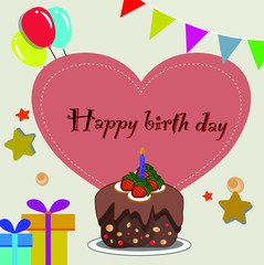 card happy birthday cake vector 
