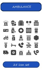 Modern Simple Set of ambulance Vector filled Icons