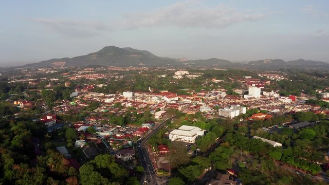 4k Aerial morning view town of Kulim, Kedah, Malaysia. The Kulim District is a district and town in the state of Kedah, Malaysia. It is located on the southeast of Kedah, bordering Penang. 