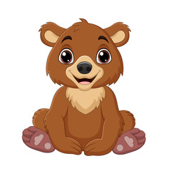 Cartoon baby brown bear sitting
