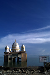 Palu, Central Sulawesi / Indonesia - February 14th 2020 : A floating mosque collapse hit by tsunami wave on September 28th 2018.
