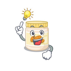 a clever almond butter cartoon character style have an idea gesture