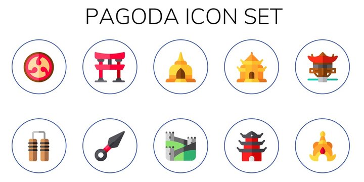 pagoda icon set