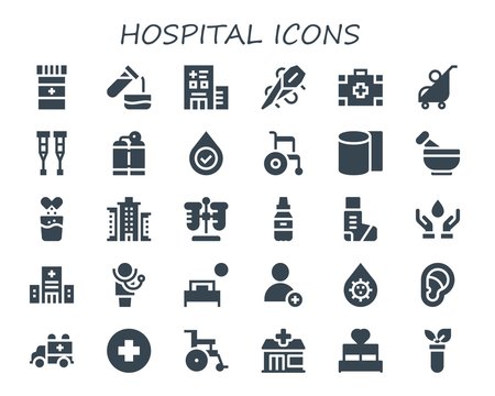 Modern Simple Set of hospital Vector filled Icons