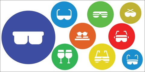 Modern Simple Set of eyeglasses Vector filled Icons