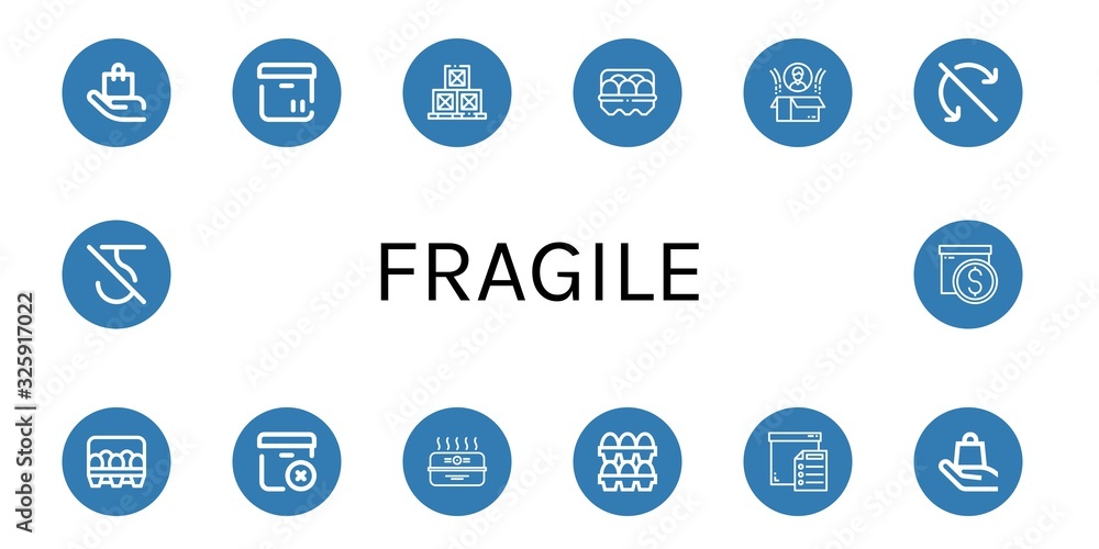 Poster fragile icon set
