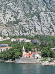 Beautiful ocean and mountain views along the coast of Kotor Bay in Montenegro - 325917280