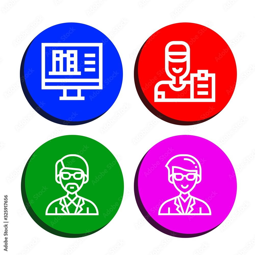 Poster teach simple icons set