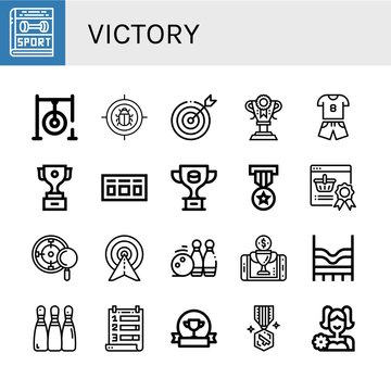 victory simple icons set