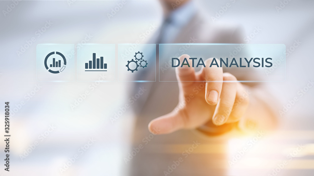 Poster data analysis business intelligence analytics internet technology concept.