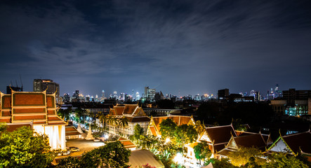 Obraz premium Wat Saket from Golden Mountain Temple, Bangkok, Thailand