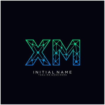 Letter XM abstract line art logo template.