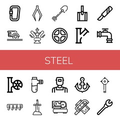 steel simple icons set