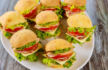 Delicious sandwiches made from ciabatta roll with ham.