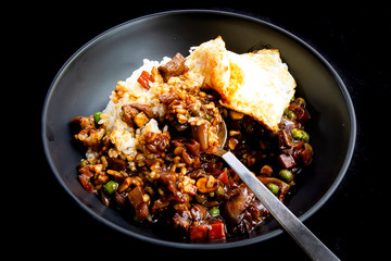 Black bean sauce with rice which is called Jjajangbap in Korea