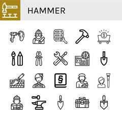 Set of hammer icons