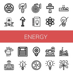 energy simple icons set